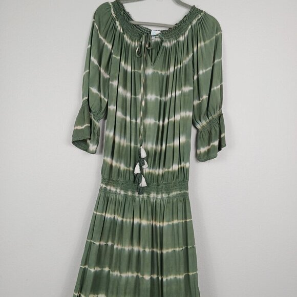 MELE BEACH Tie-Dye Stripes Off-Shoulder maxi dress women's one-size green - Picture 2 of 9